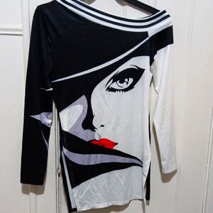 CHICME lg fit's med long Chic blouse semi off the shoulder EUC